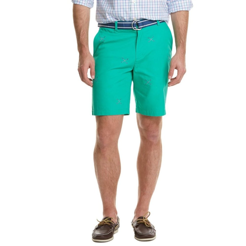Vineyard Vines Men's Sz 30 Green Beaker Golf Embroidered Clubs 9" Shorts